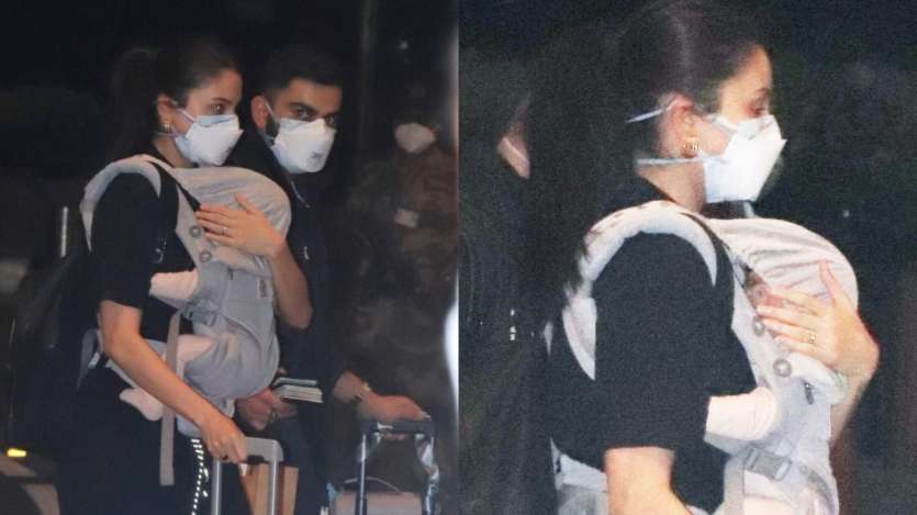 Anushka Sharma Virat Kohli Spotted With Daughter Vamika At Airport