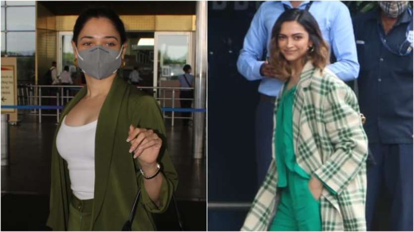 Deepika Padukone's chic airport look in monochromatic pants