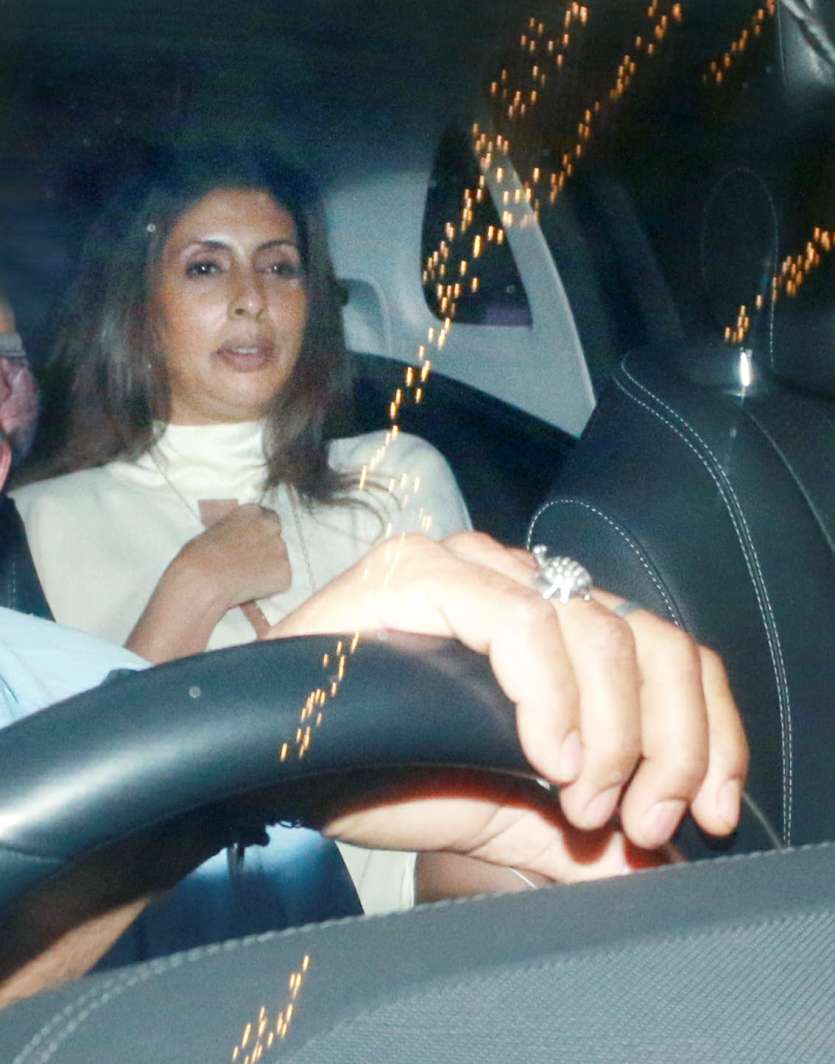 Amitabh Bachchan's daughter Shweta Bachchan wore an off white party dress for Ranbir and Alia's post-wedding get-together