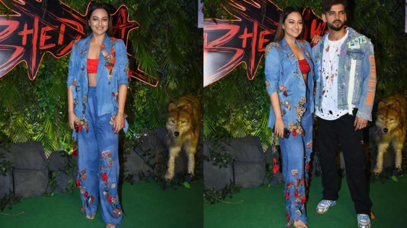 Sonakshi Sinha attended the event by setting fashion goals. She wore a patched denim jacket with patched denim bottoms. She kept the look subtle with straight hair.