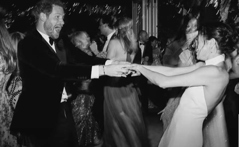 This one appears to be from Harry and Meghan's Royal wedding. The couple is seen holding hands as they dance with each other. Their engagement was announced on 27 November 2017 by Harry's father Prince Charles and on 19 May 2018, the wedding ceremony was held at St George's Chapel, Windsor Castle.
This one appears to be from Harry and Meghan's Royal wedding. The couple is seen holding hands as they dance with each other. Their engagement was announced on 27 November 2017 by Harry's father Prince Charles and on 19 May 2018, the wedding ceremony was held at St George's Chapel, Windsor Castle.