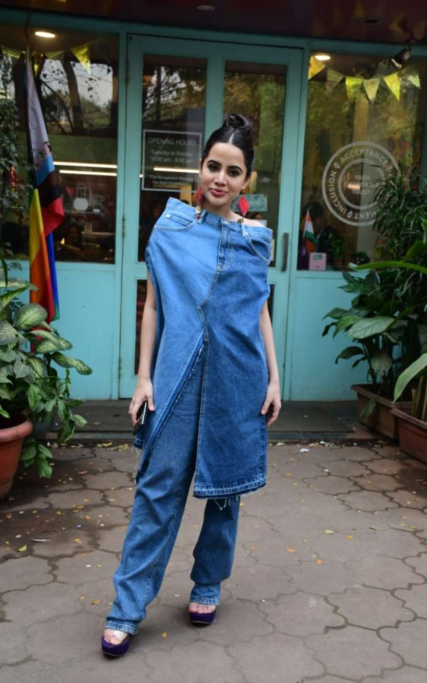 Urfi Javed gives denim-on-denim look a quirky twist by wearing jeans as a  top
