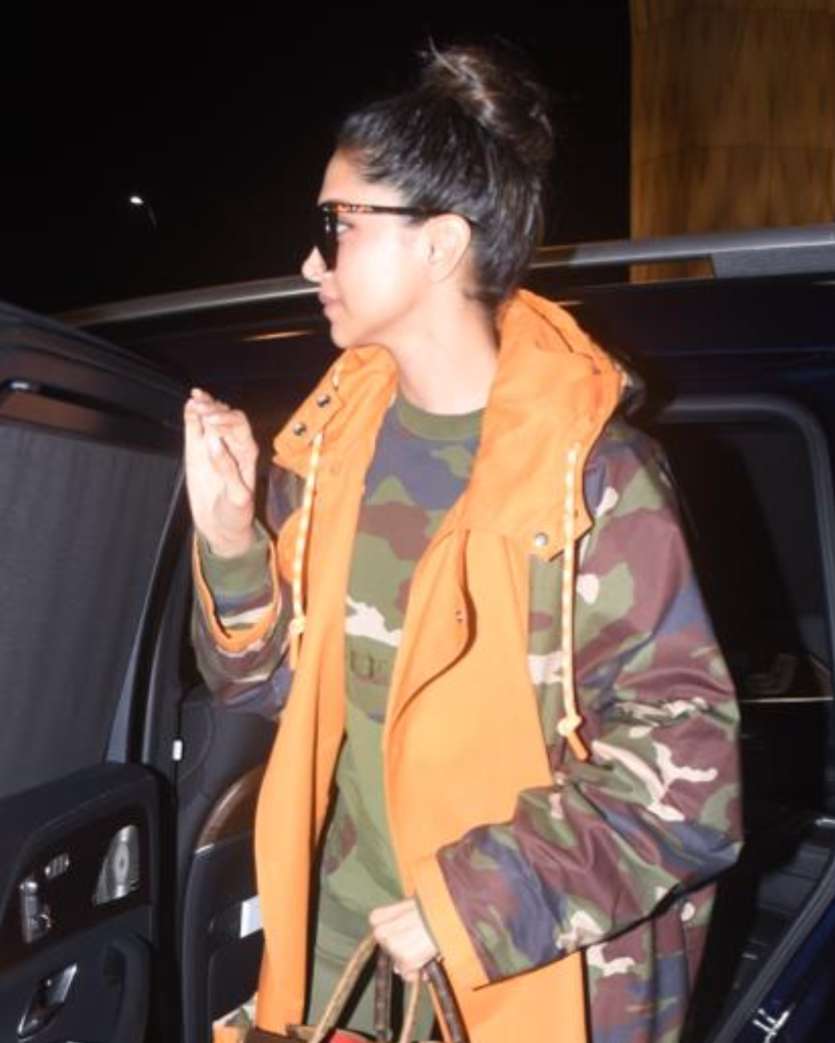 Deepika Padukone makes a stylish appearance in long camouflage