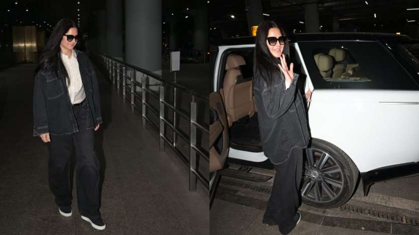 Katrina Kaif's chic black and white ensemble gives you jet-set airport look idea