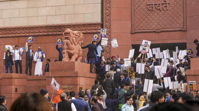 BJP vs Congress: Unfolding the heated scuffle between MPs in Parliament in pictures