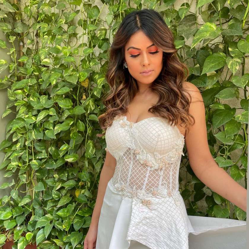 nia sharma birthday dress Cigar Panel Black Long Dress