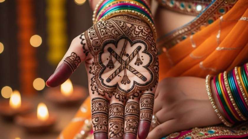 Dandiya motif for Navratri festival mehndi