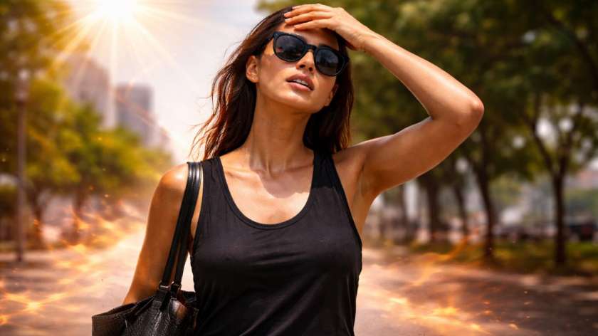 బ్లాక్ కాంతి యొక్క దాదాపు అన్ని తరంగదైర్ఘ్యాలను గ్రహిస్తుంది, అంటే ఇది ఏ ఇతర రంగు కంటే ఎక్కువ వేడిని కలిగి ఉంటుంది. ఇది సొగసైన మరియు బహుముఖంగా కనిపించవచ్చు, తీవ్రమైన వేడిలో నలుపు ధరించడం వలన మీరు ముఖ్యంగా రోజులో, ముఖ్యంగా వెచ్చగా మరియు అసౌకర్యంగా భావిస్తారు.