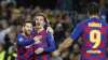 Antoine Griezmann with Lionel Messi and Luis Suarez