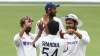 India's Ajinkya Rahane, left, and India's Rohit Sharma,
