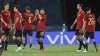 Spanish players react after the Euro 2020 soccer