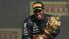 Mercedes driver Lewis Hamilton of Britain celebrates on the