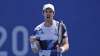 Andy Murray, of Britain, reacts after winning the first set