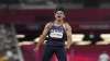 India's Neeraj Chopra reacts as he competes in the final of