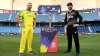 Rival captains Aaron Finch of Australia and Kane Williamson of New Zealand pose with the T20 World C