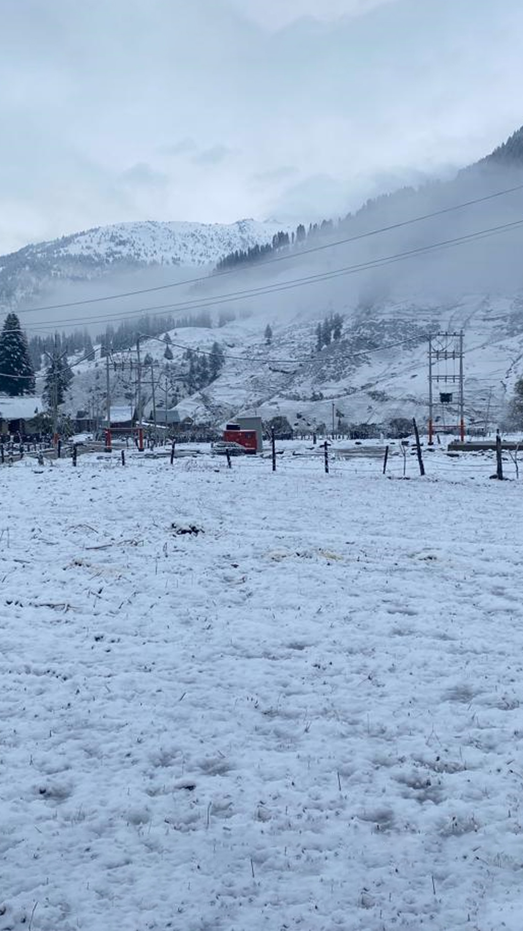 Gulmarg receives fresh snowfall in Valley.