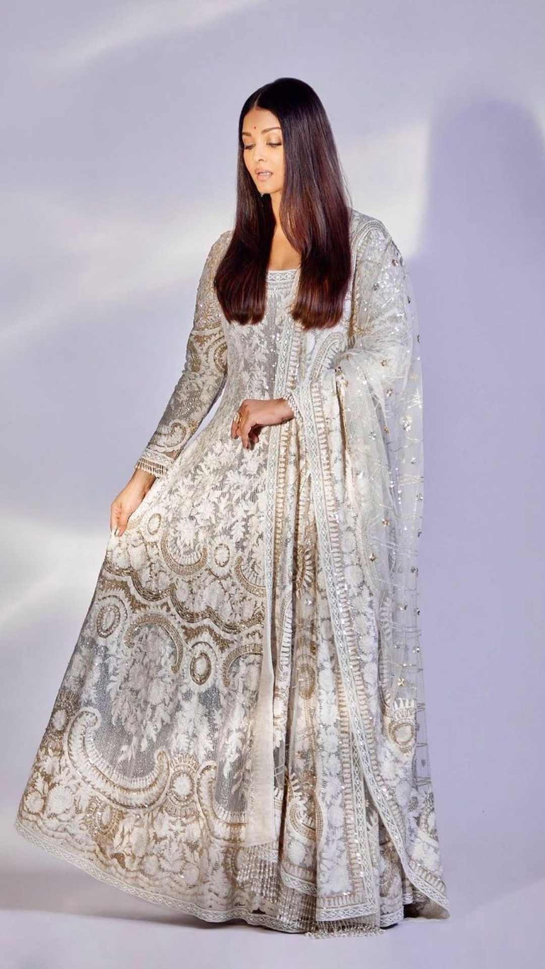 Salwar Suits : Aishwarya rai cream multicolored threadwork ...