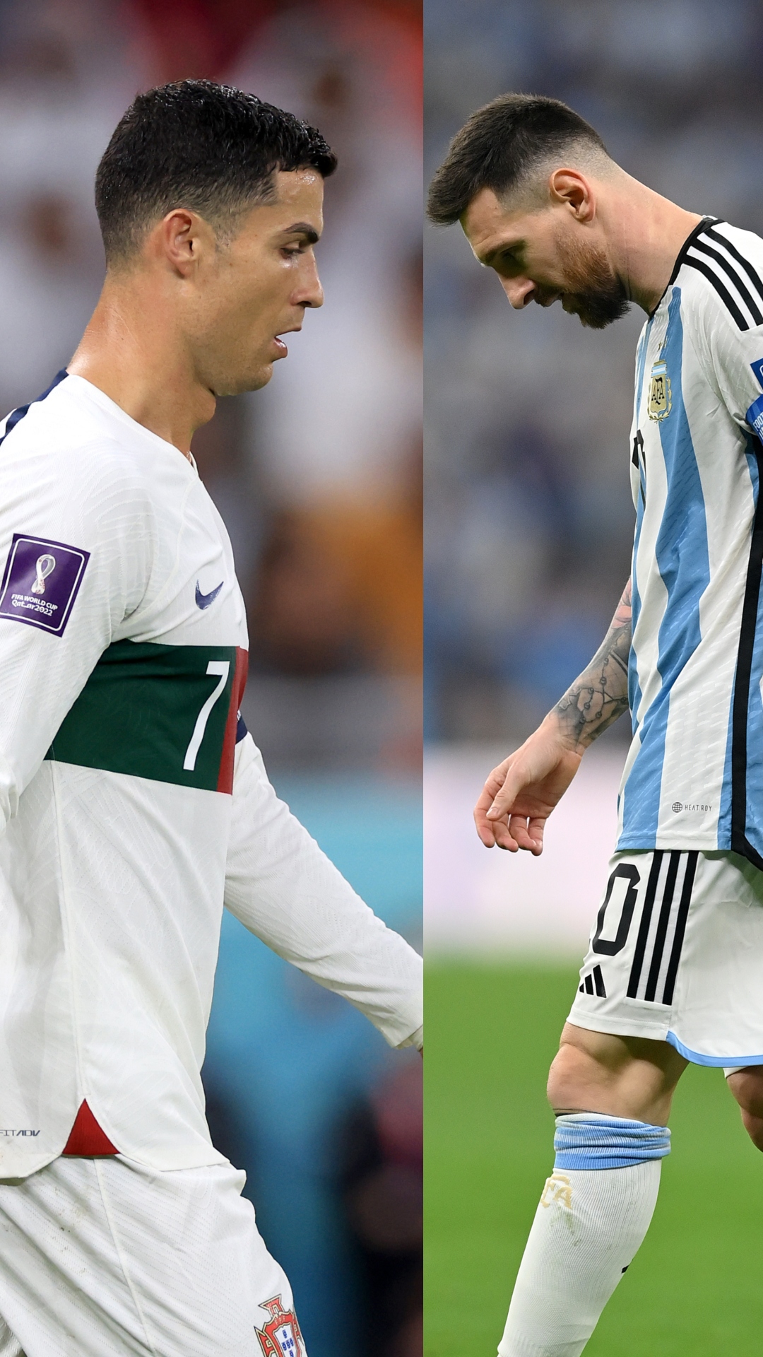 Cristiano Ronaldo vs Lionel Messi in 2022, including their numbers for club and country