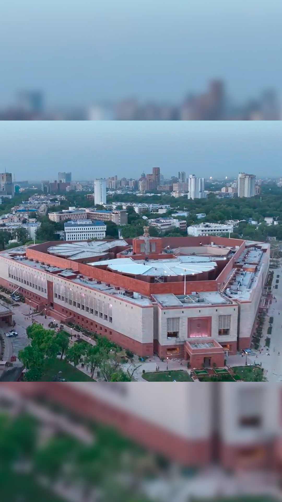 An aerial view of newly-constructed Parliament building that will be inaugurated by PM Modi on May 28