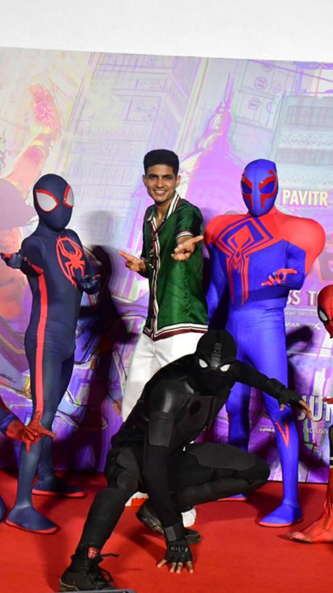Shubman Gill makes a super-heroic stance at the Spider-Man trailer launch | PHOTOS