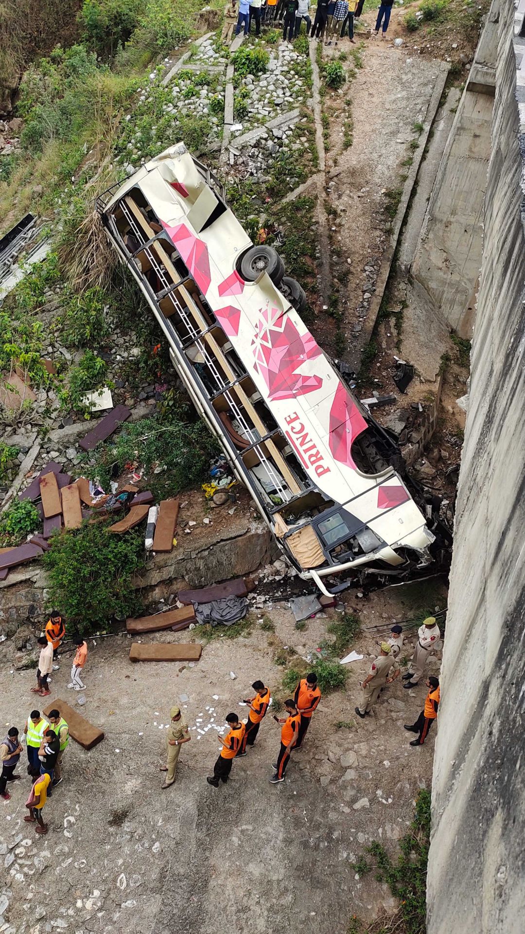 In Pics | 10 Vaishno Devi pilgrims killed, 57 injured as bus falls off bridge in Jammu 