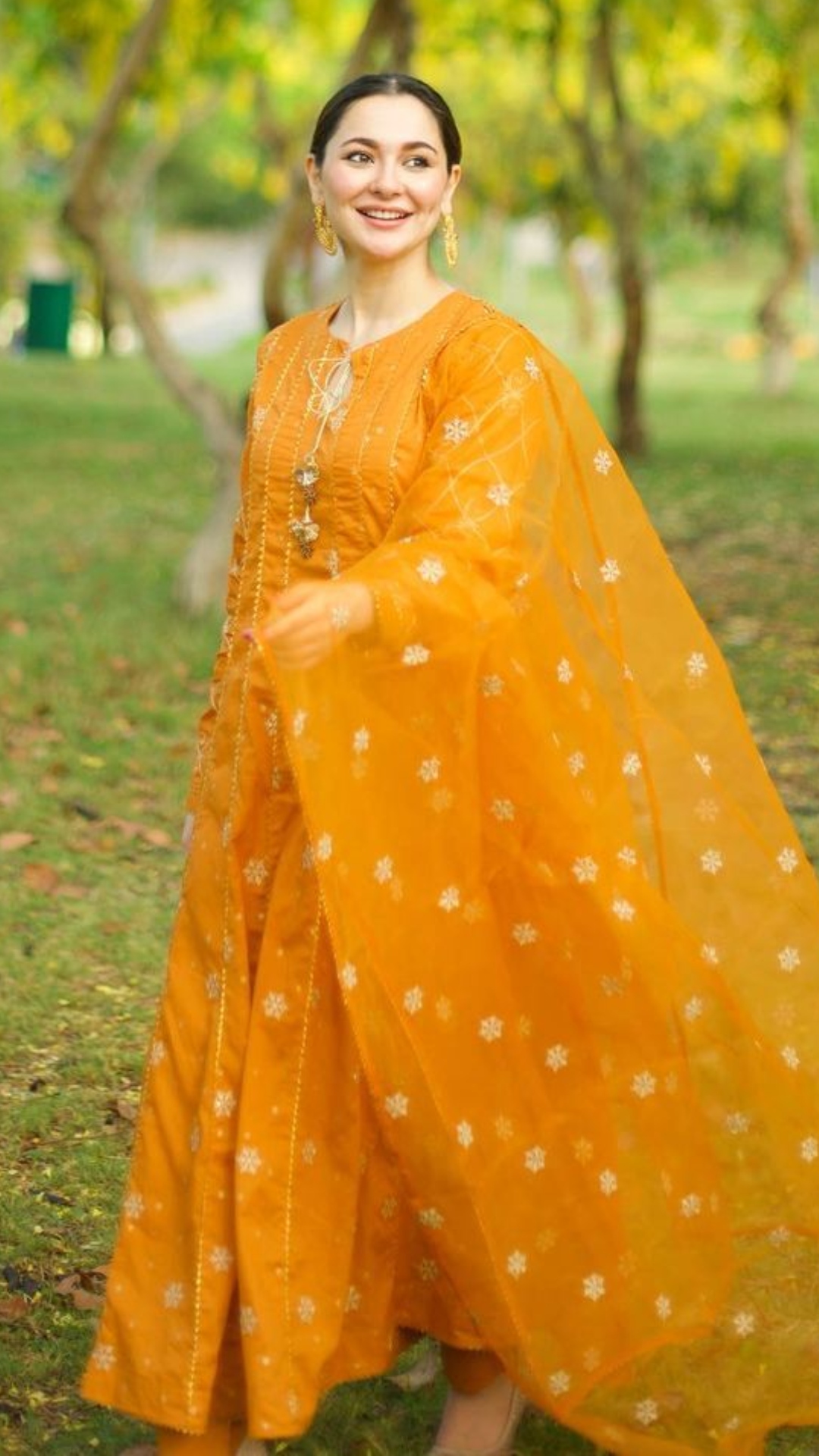 Pakistani actress Hania Aamir decks up in yellow for Eid-ul-Adha. See her other traditional outfits for the festival.  