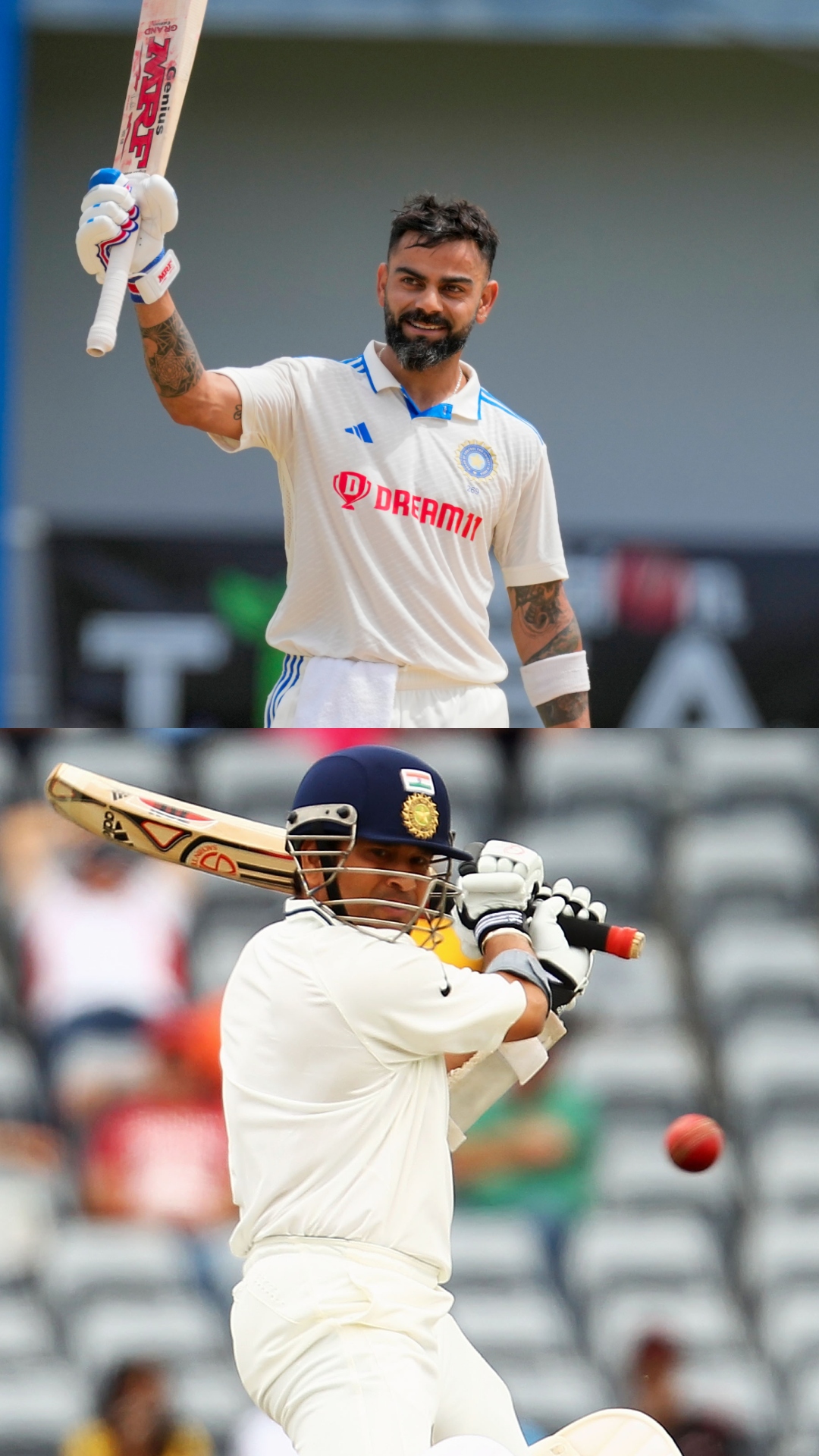 Virat Kohli and Sachin Tendulkar's performance in landmark International games feat. Kohli's 121 in 500th match