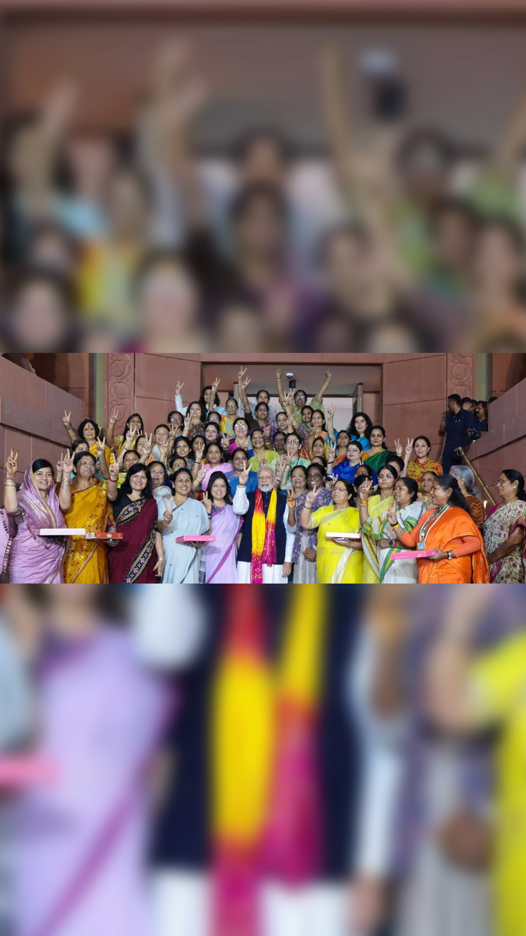 IN PICS | PM Modi celebrates passage of Women's Reservation Bill with female MPs