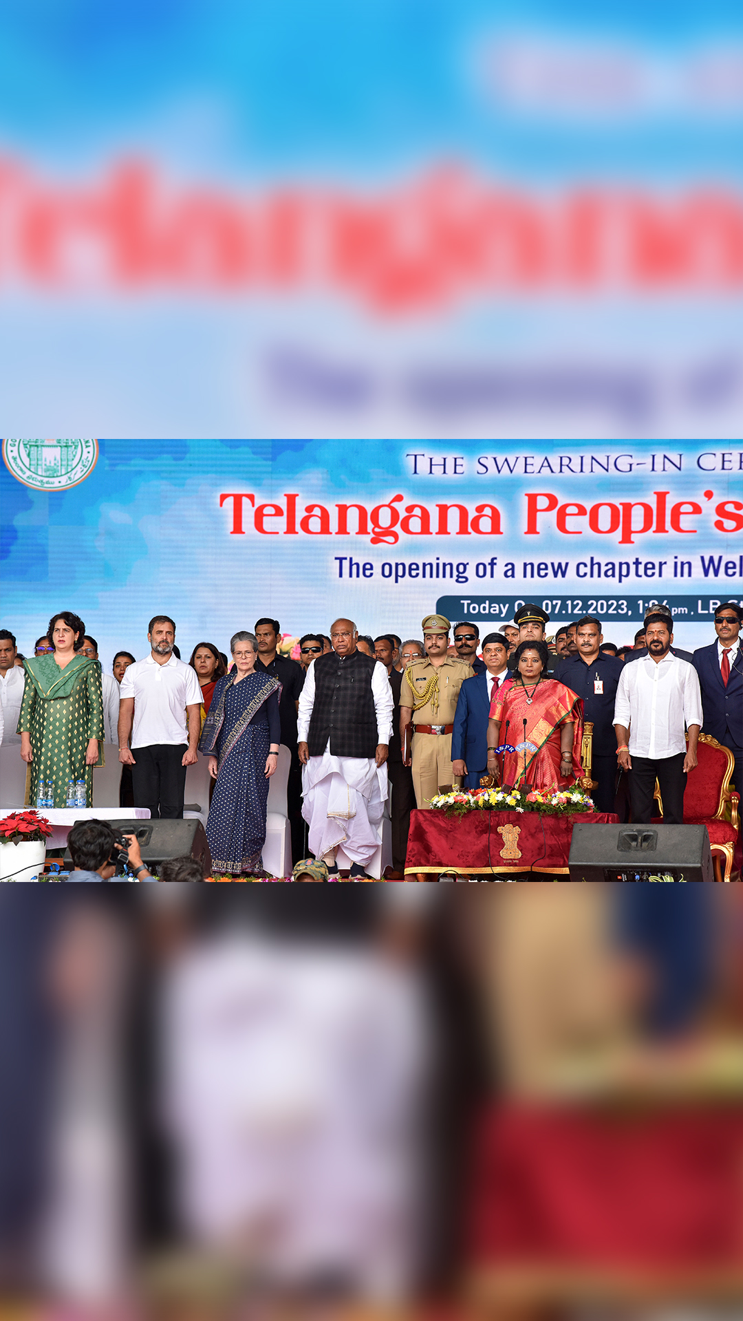 The function was attended by Sonia, Rahul and Priyanka Gandhi along with Congress president Mallikarjun Kharge