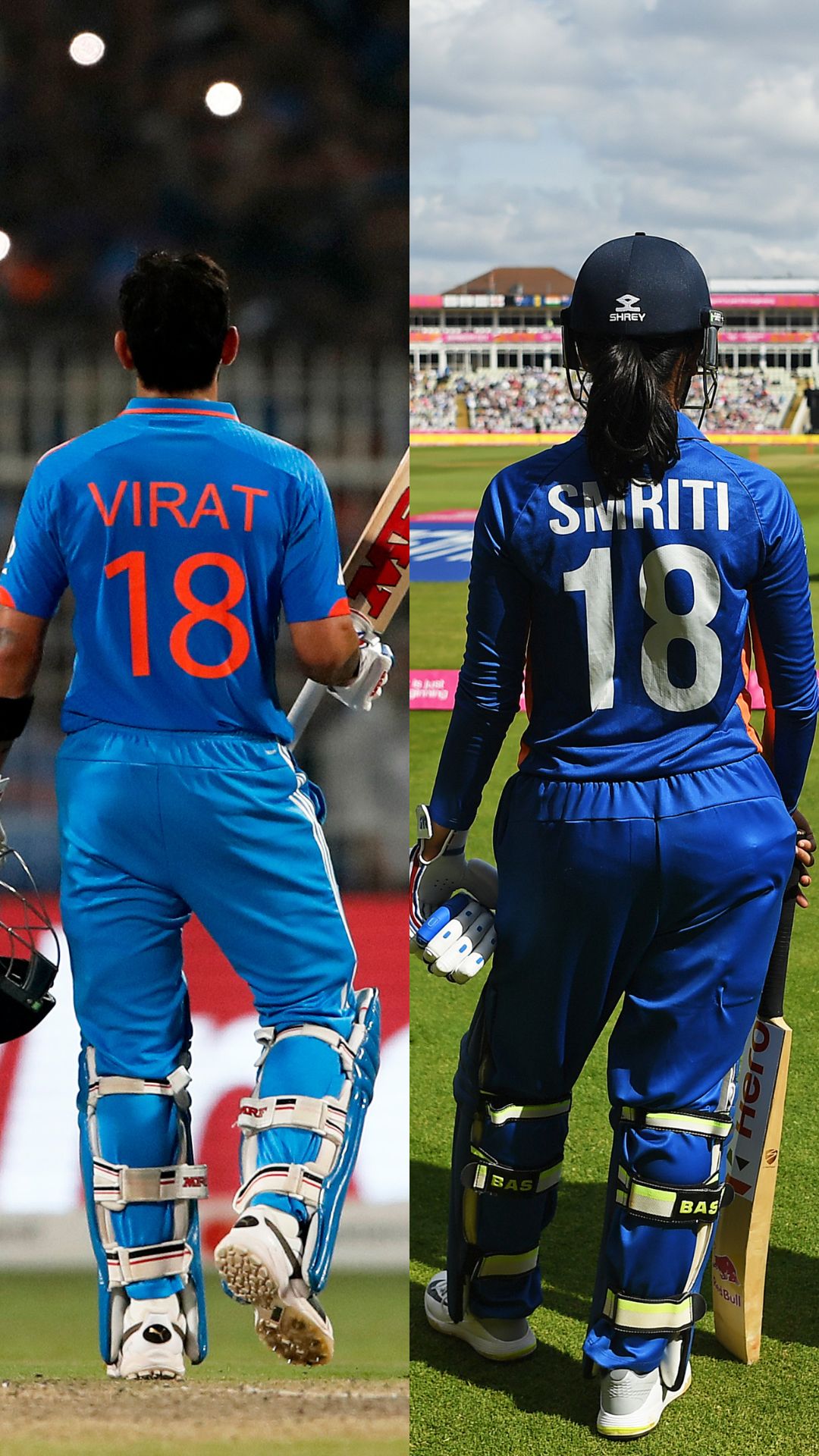 Male and female international cricketers with same jersey numbers