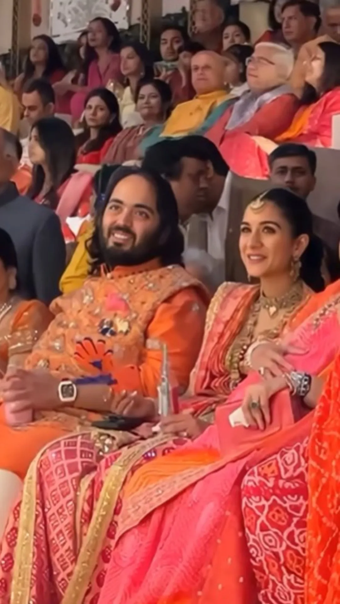 Anant Ambani with Radhika Merchant in their Mosalu ceremony looking adorable together. 