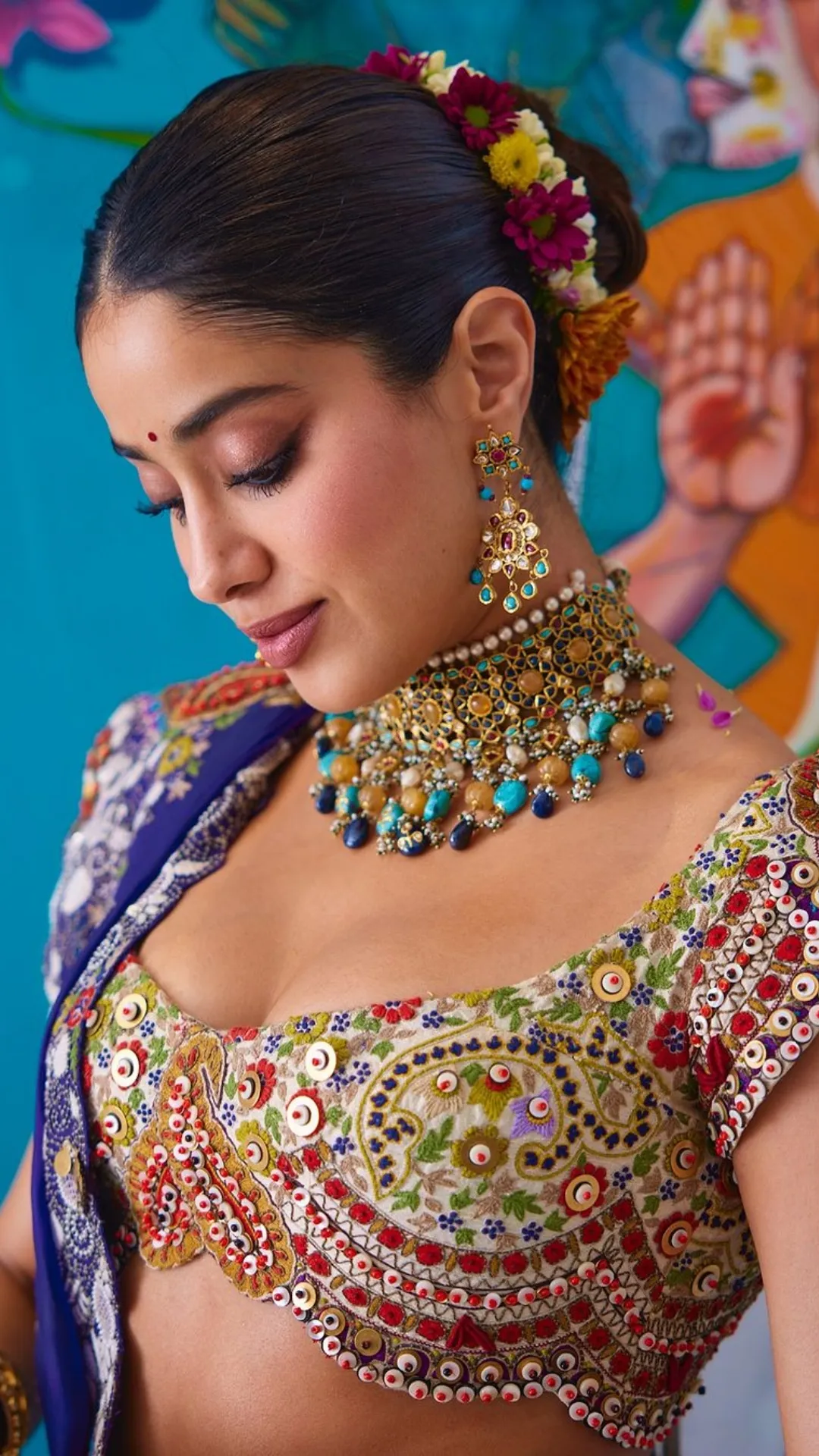 Janhvi Kapoor flaunts traditional multi-coloured lehenga at Anant-Radhika&#039;s mehendi 