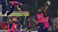 Avesh Khan grabbed a stunning catch off his own bowling and