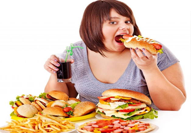 fat people eat unhealthy burgers