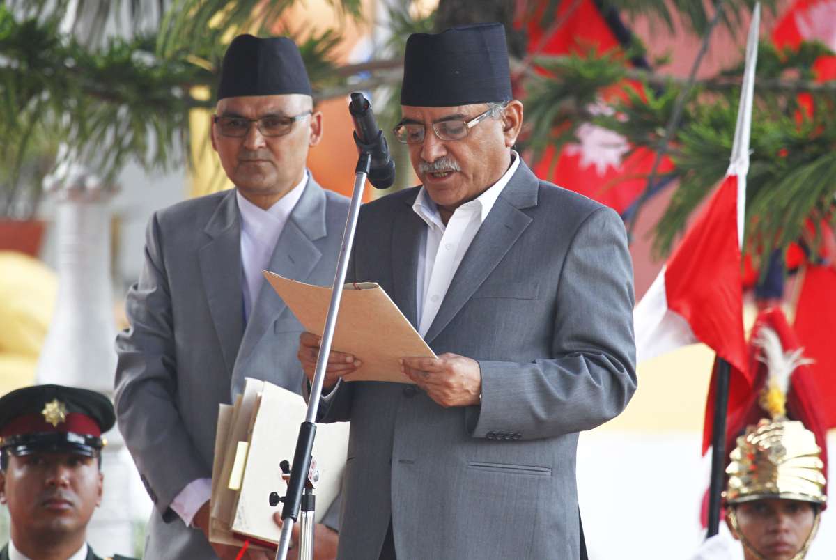 Maoist leader Pushpa Kamal Dahal ‘Prachanda’ sworn in as new Nepal ...