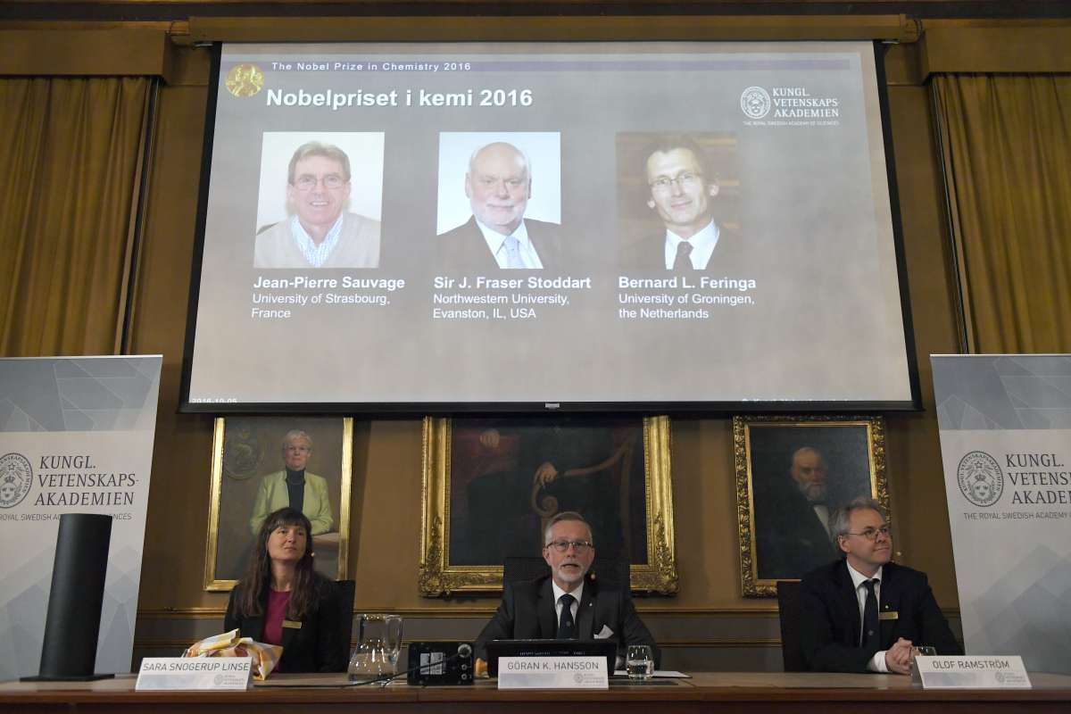 2016 Nobel Chemistry Prize at Royal Swedish Academy of Sciences, in Stockholm