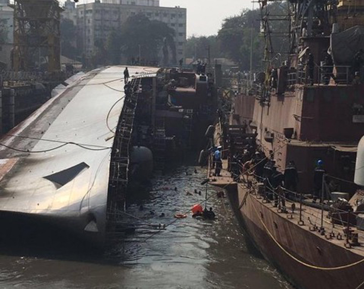 Naval ship INS Betwa tips over during undocking in Mumbai, two ...