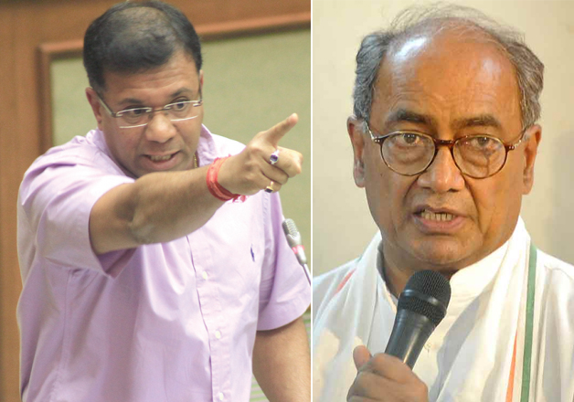 File pic of Vishwajit Rane and Digvijaya Singh 
