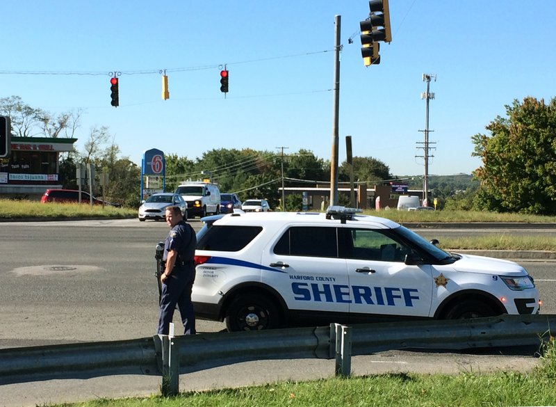 Police respond to a shooting at a business park in the Edgewood area of Harford County, Maryland