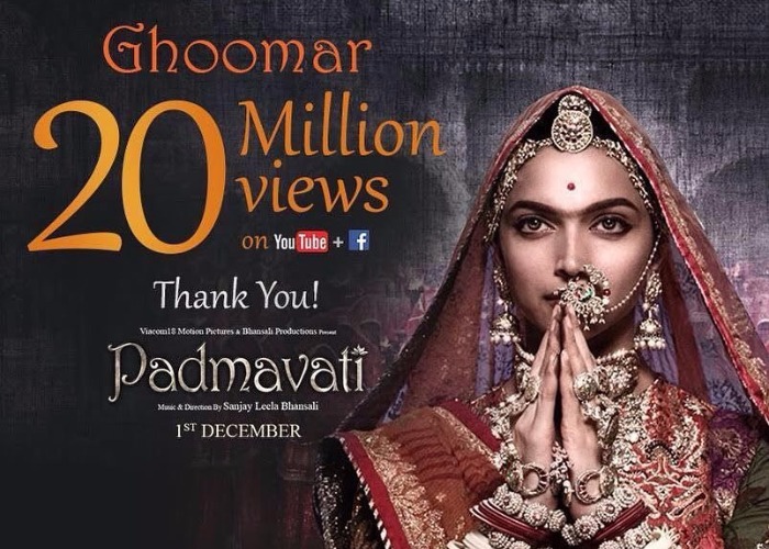Padmavati’s Ghoomar song reaches 20 million views; Deepika Padukone expresses gratitude on Instagram