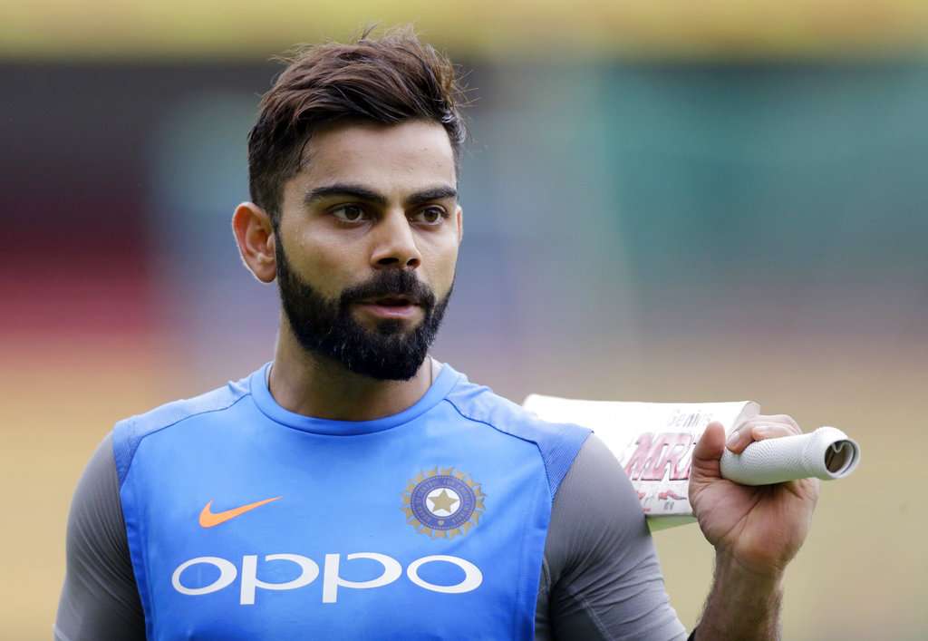 Virat Kohli during a net session.