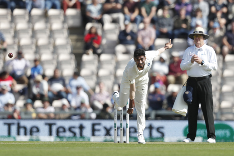 Indian fast bowler Jasprit Bumrah in action during day one of fourth Test match.