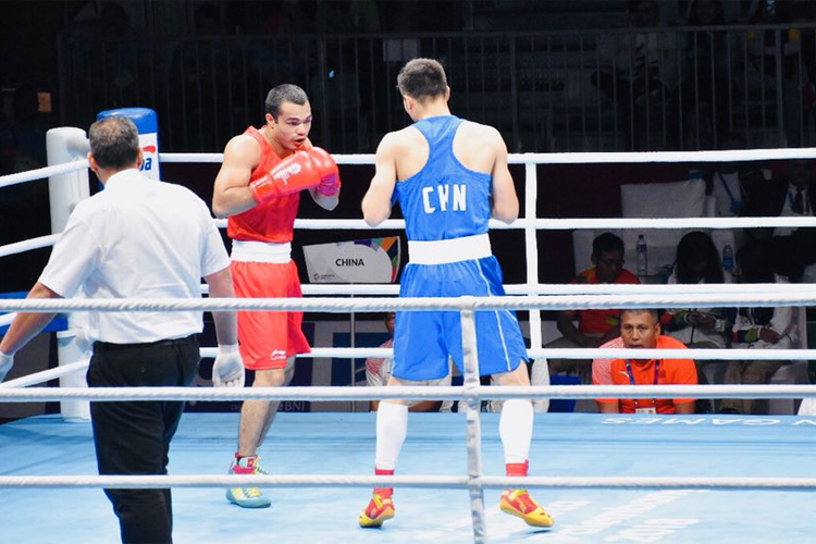 Wrestler Vikas Krishan in action during his quarter-final&nbsp;in Asian Games 2018.