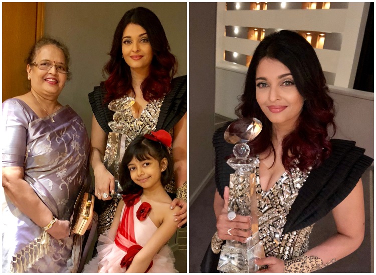 Pics: Aishwarya Rai Bachchan receives Meryl Streep Award, poses with daughter Aaradhya and mother Brindya aishwarya rai bachchan