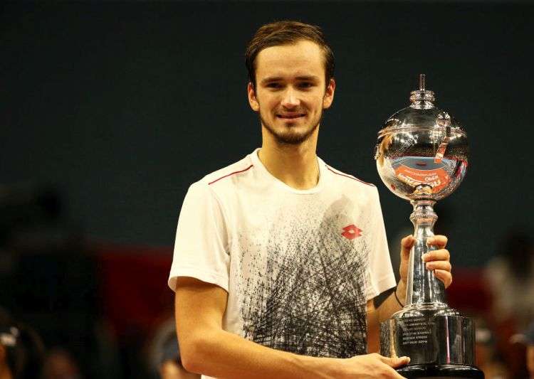 Daniil Medvedev celebrates after winning Japan Open