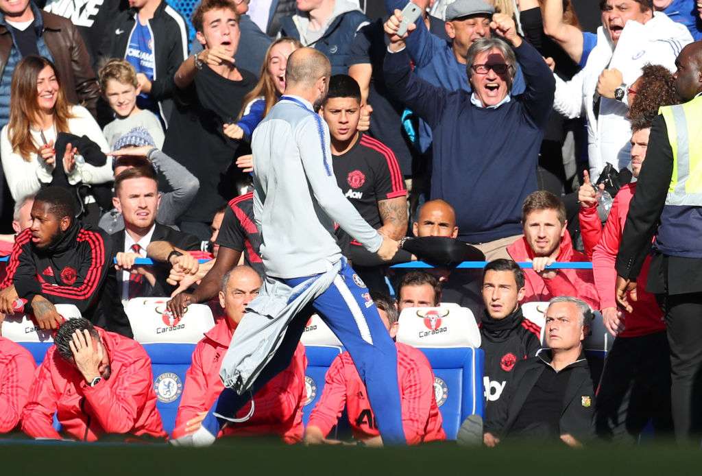 Ianni celebrated in front&nbsp;of Mourinho&nbsp; after Chelsea drew level at death