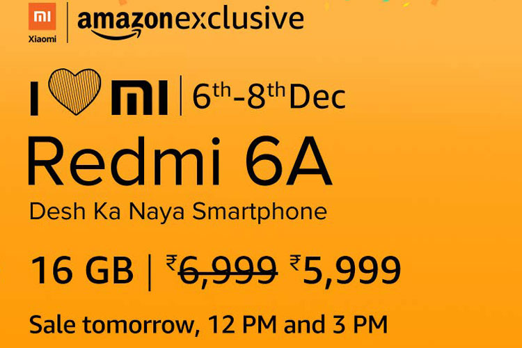 Xiaomi 'I Love Mi' Amazon sale starts from 6th December, Expect price cuts on Redmi 6A, Mi A2 and Redmi Y2