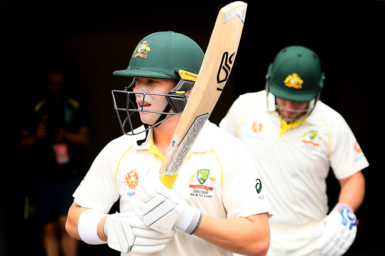 Marcus Harris walks out to bat during day two of the 1st Test between Australia and India at Adelaide Oval.