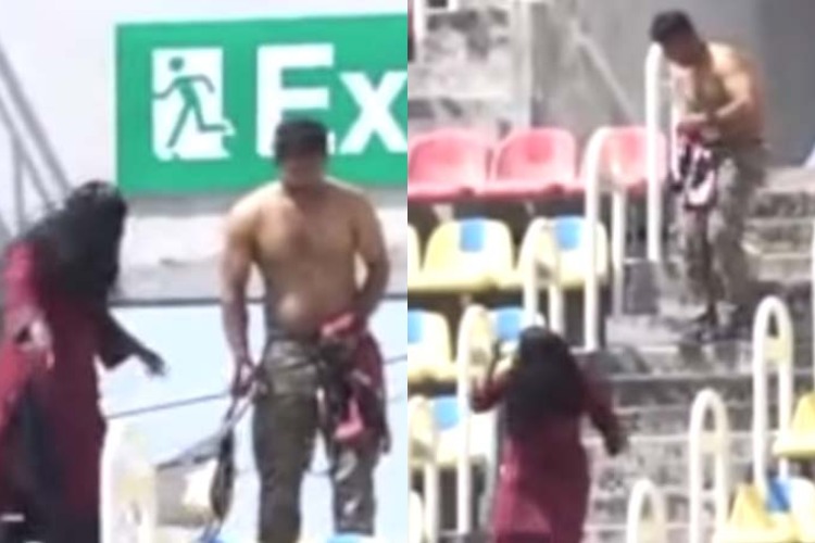 Spectators were seen shooing off bees in the stadium