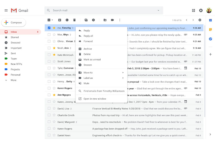 Gmail for web gets new features like right-click context menu with ...